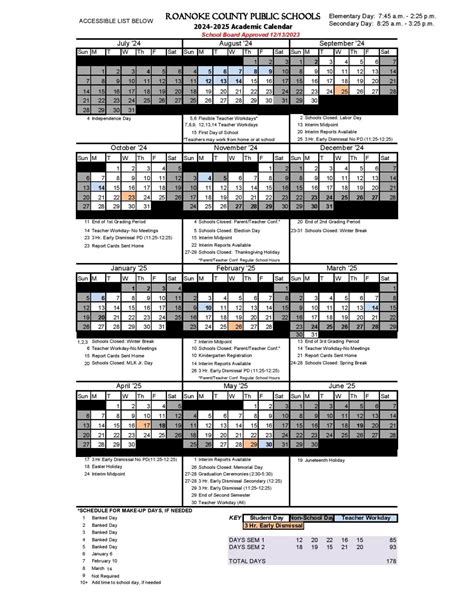 Roanoke County Schools Calendar