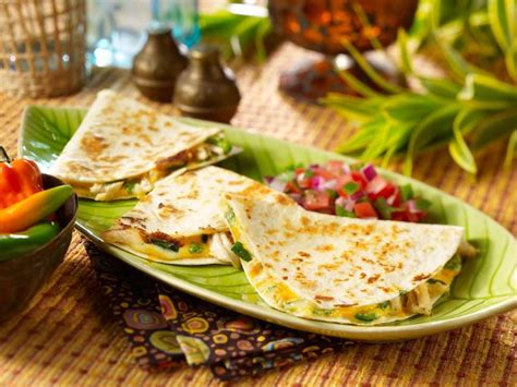 A flavorful quesadilla filled with roasted poblanos and chicken