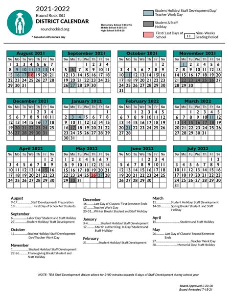 Round Rock ISD Calendar Overview