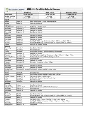 Royal Oak Schools Calendar and Community Engagement