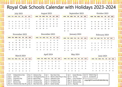 Royal Oak Schools Calendar Image 3