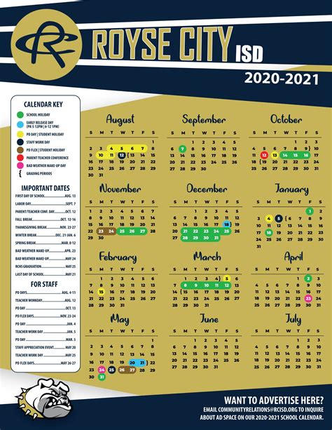 Royse City ISD Calendar Image 1