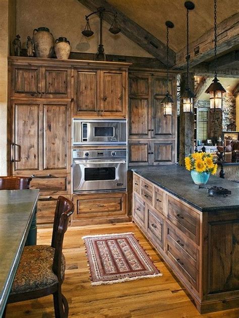 Terracotta-colored tiles and cabinets create a rustic-chic kitchen