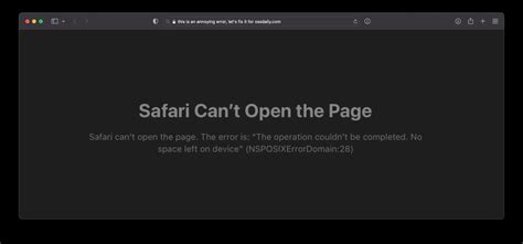 Safari Error Solutions