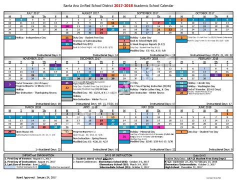 Santa Ana District School Calendar