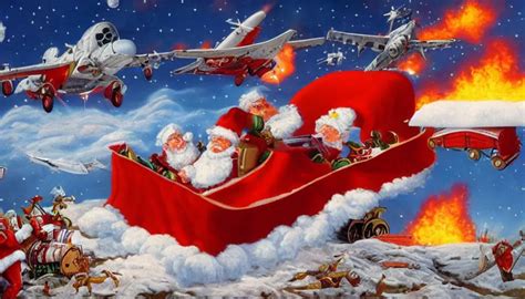 Santa's Sleigh Being Shot Down