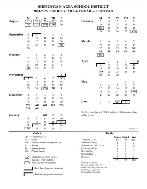 SASD Calendar Structure