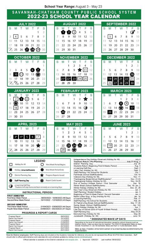 Savannah Public Schools Calendar