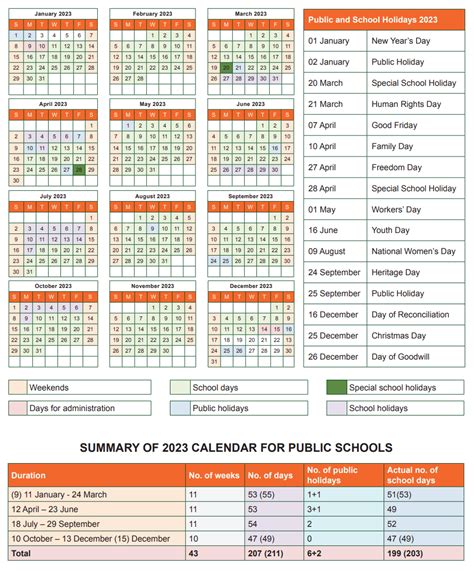 School holidays schedule