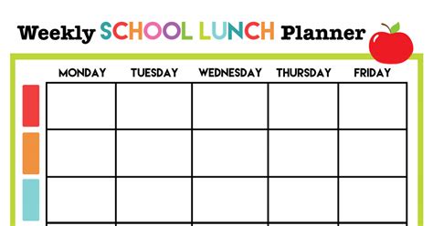 School Lunch Calendar Designs