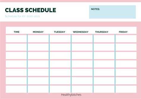 School Schedule Template