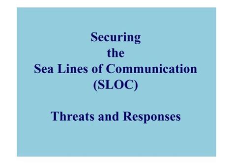 Securing Sea Lines of Communication in Modern Trade