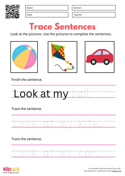 Sentence Tracing Worksheets