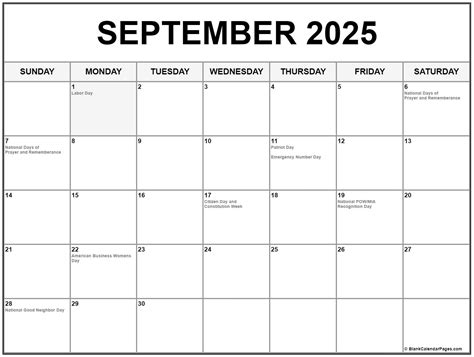 September 2025 Holidays