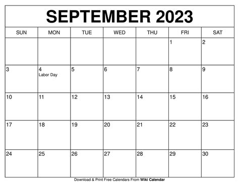 September Calendar Templates