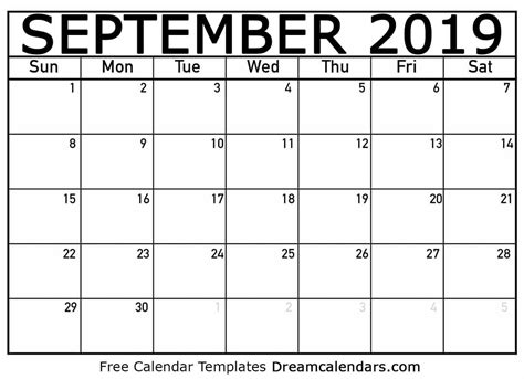 September Calendar Events