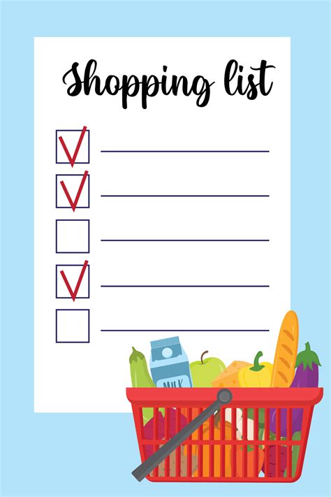 Example of a shopping list template