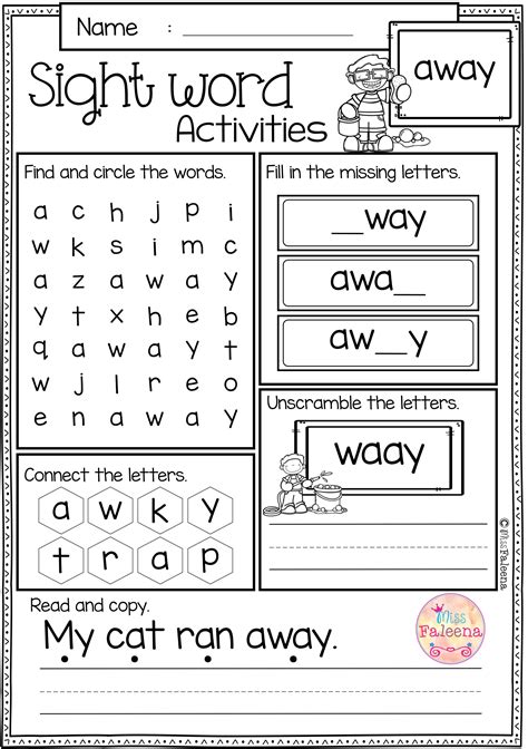 Sight words printables for children