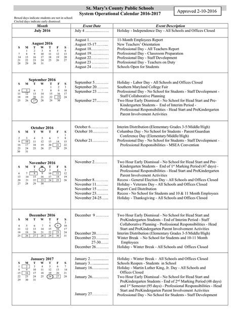 Benefits of SMCPS School Calendar