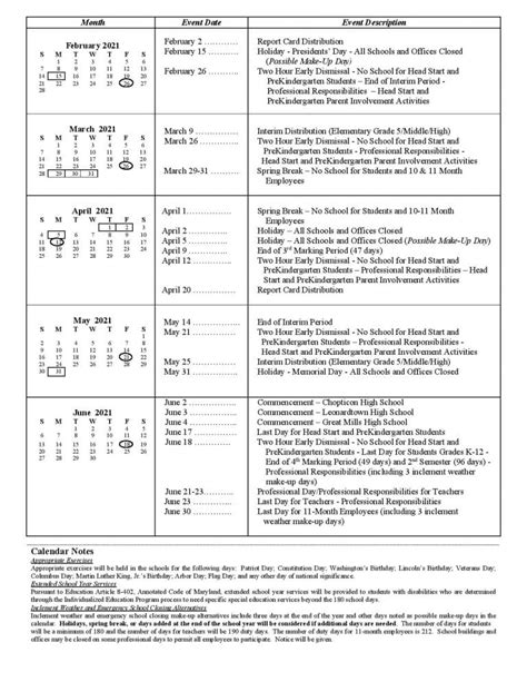 SMCPS School Calendar Events