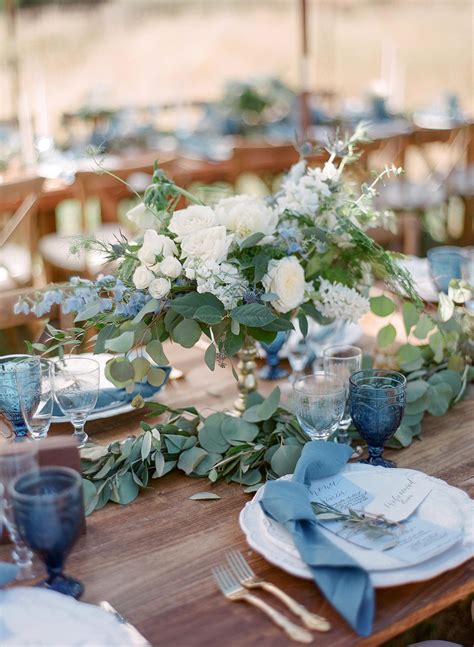 Soft blue wedding palette with blush and gold accents