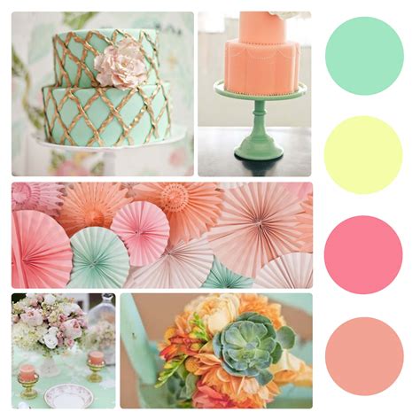 Soft Peach and Mint Green Combination