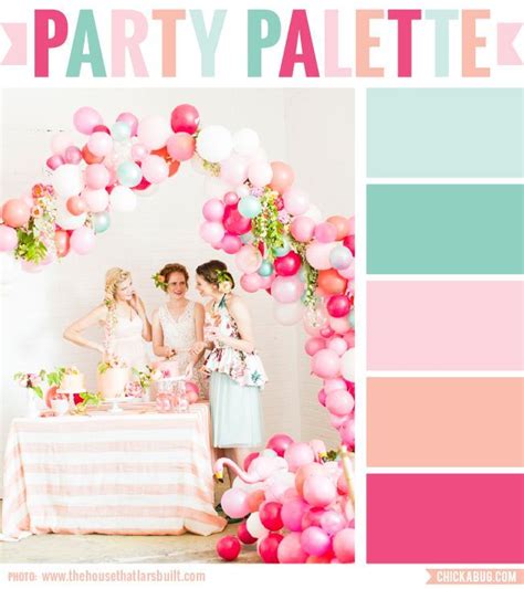 Soft peachy pinks and minty greens color palette