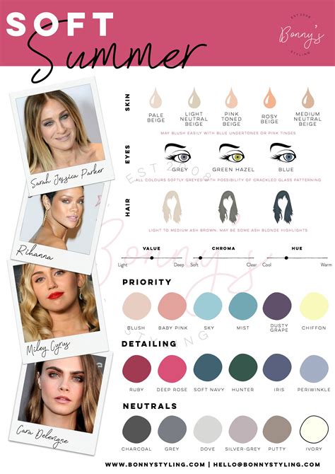 Soft summer color palettes