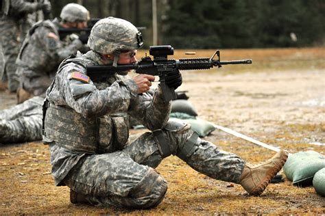 Soldier with gun in training