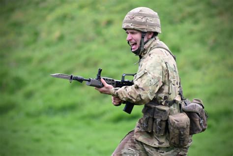 Soldiers training with bayonets