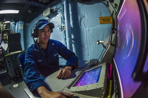 Sonar Technician Participating in Safety Drill