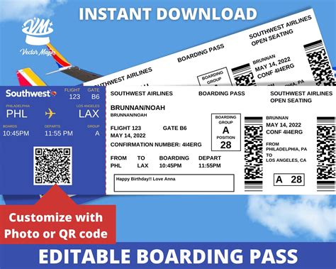 Southwest Airlines Printable Boarding Passes