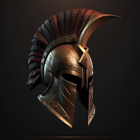 A close-up of a Spartan helmet