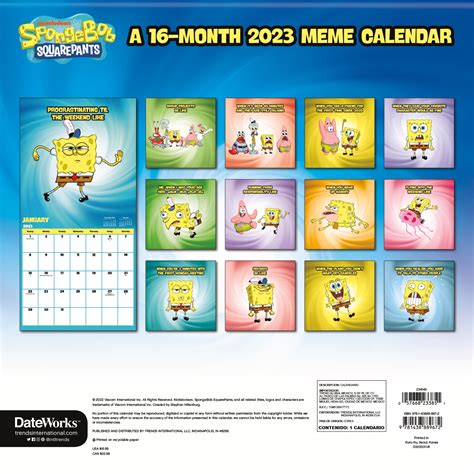 Spongebob calendar with Spongebob and Patrick