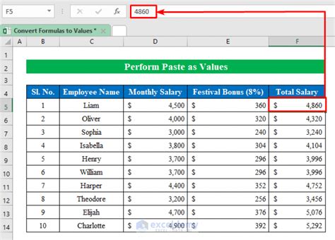 Spreadsheet with Conversion Formula