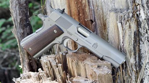 Stainless steel 1911 with a sleek finish