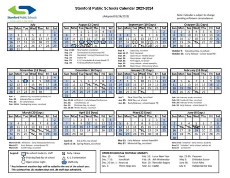 Stamford High School Calendar Benefits