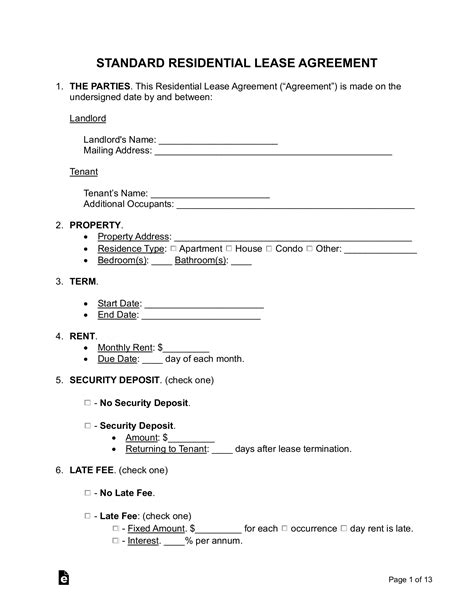 Standard Rental Agreement