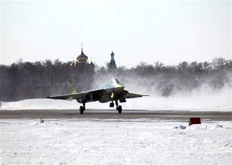 Su-57 landing