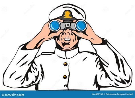 Submarine Captain Looking Through Binoculars