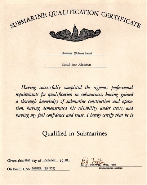 Submarine Qualification Pin