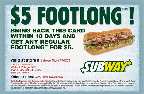 Subway Coupons Image 4