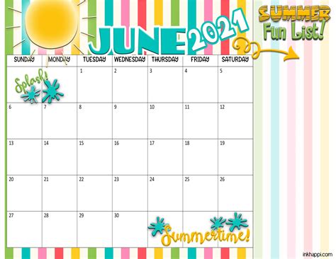 Summer calendar ideas for families