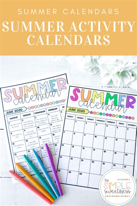 Summer calendar ideas for families