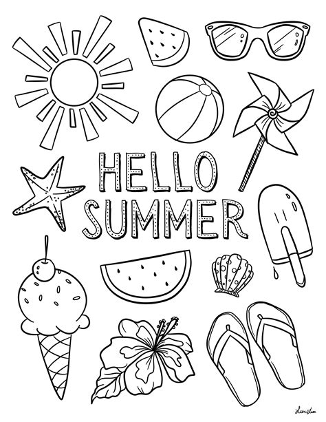 Summer coloring pages for kids and adults