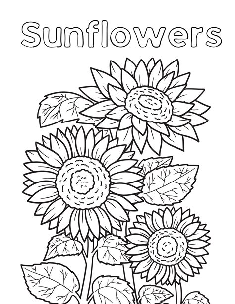 Sunflower coloring pages for kids