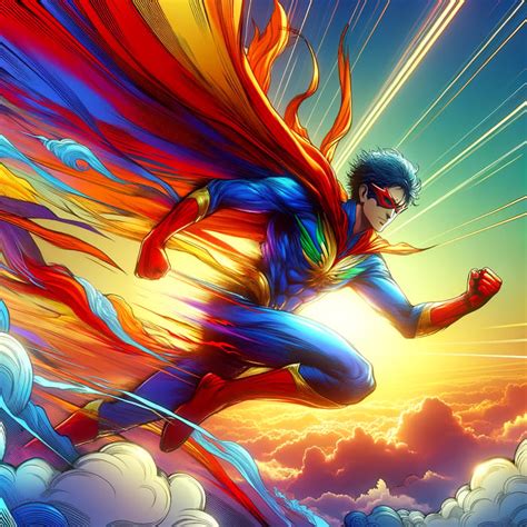 Superhero soaring drawing