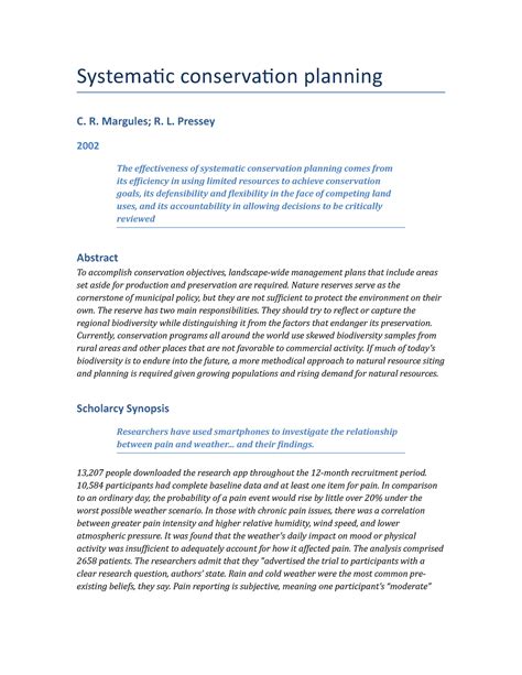 Sustainability Conservation