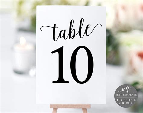 Table Numbers