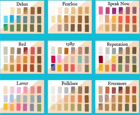 Taylor Swift Album Color Palettes